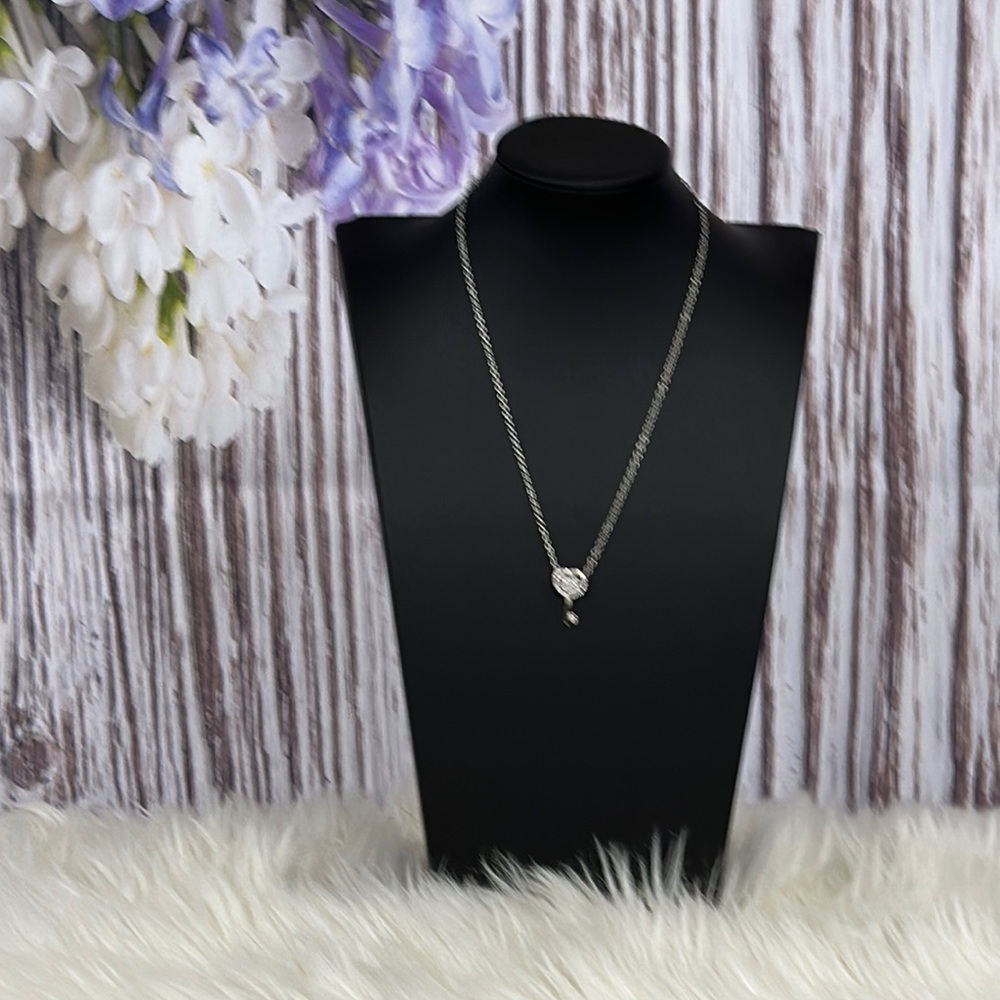Swarovski silver heart and key necklace